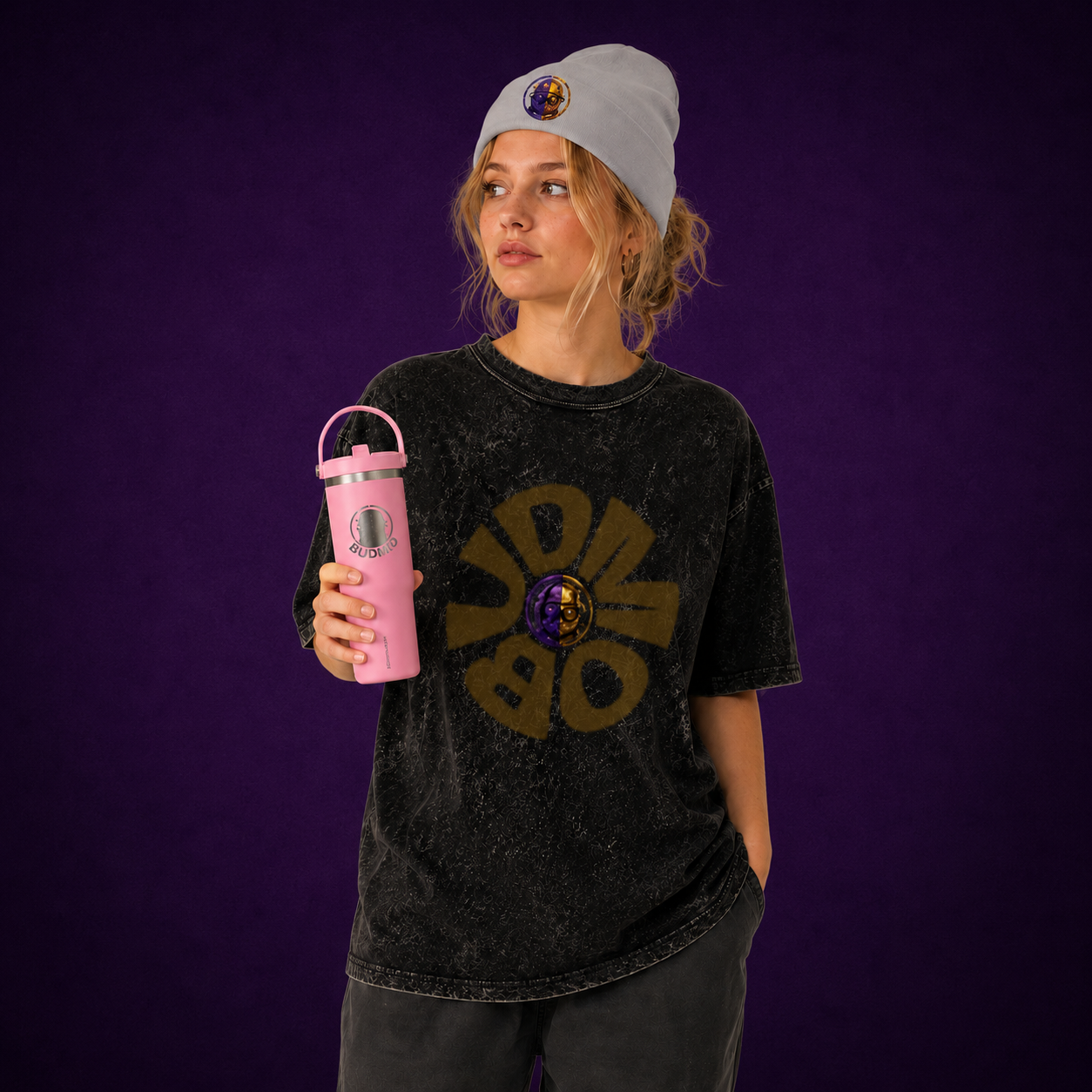 Model wearing BUDMO apparel